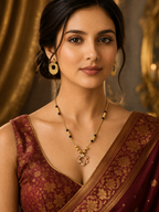Damnstyle Gold Plated Floral Pendant Mangalsutra Necklace for Women
