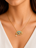 Damnstyle Stainless Steel Gold-Plated Evil Eye Protection Pendant