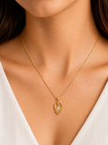 Damnstyle Necklace Anti-Tarnish Open Heart Crystal Pendant Chain