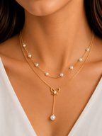 Damnstyle Gold-Plated Stainless Steel Pearl Studded Butterfly Pendant