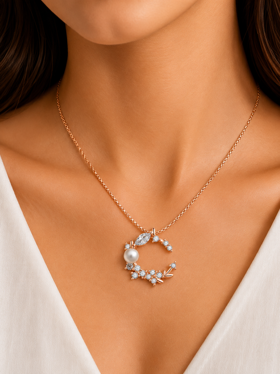 Damnstyle Silver-Plated AD Studded Heart Anti-Tarnish Pendant