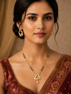 Damnstyle Gold Plated Triangle Pendant Mangalsutra for Women & Girls