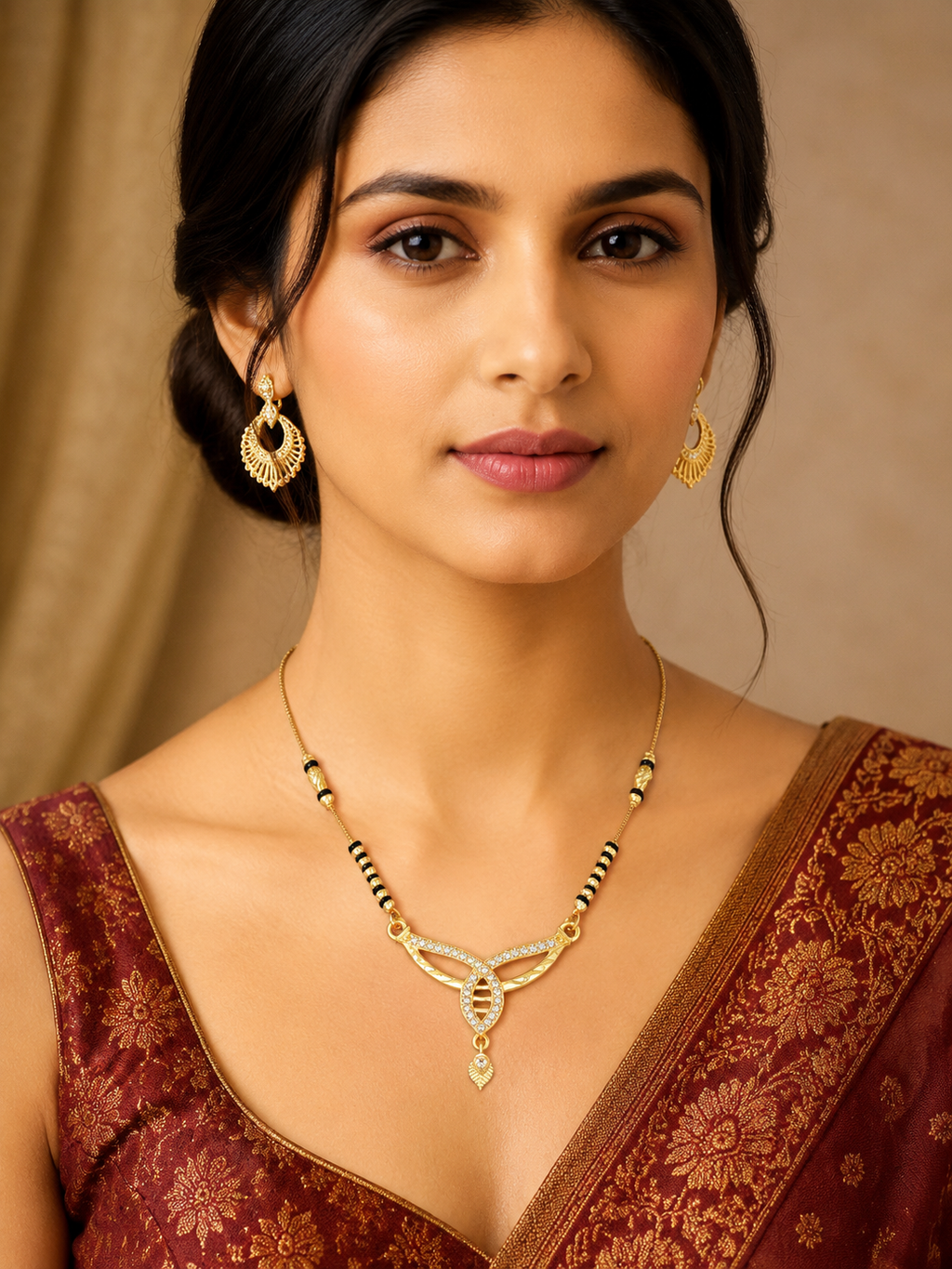 Damnstyle Gold Plated AD Infinity Mangalsutra Necklace