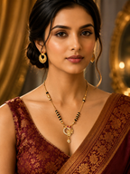 Damnstyle Gold Plated Peacock Design Mangalsutra Necklace for Women