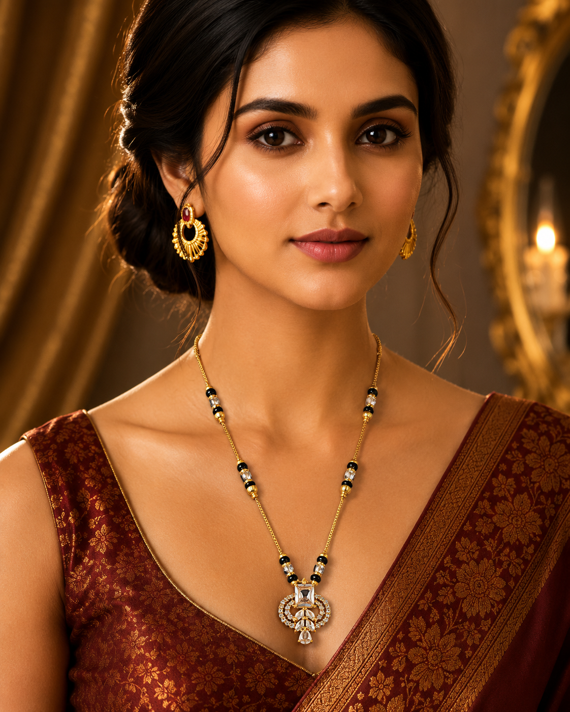 Damnstyle Gold Plated Mangalsutra with CZ Diamond for Women