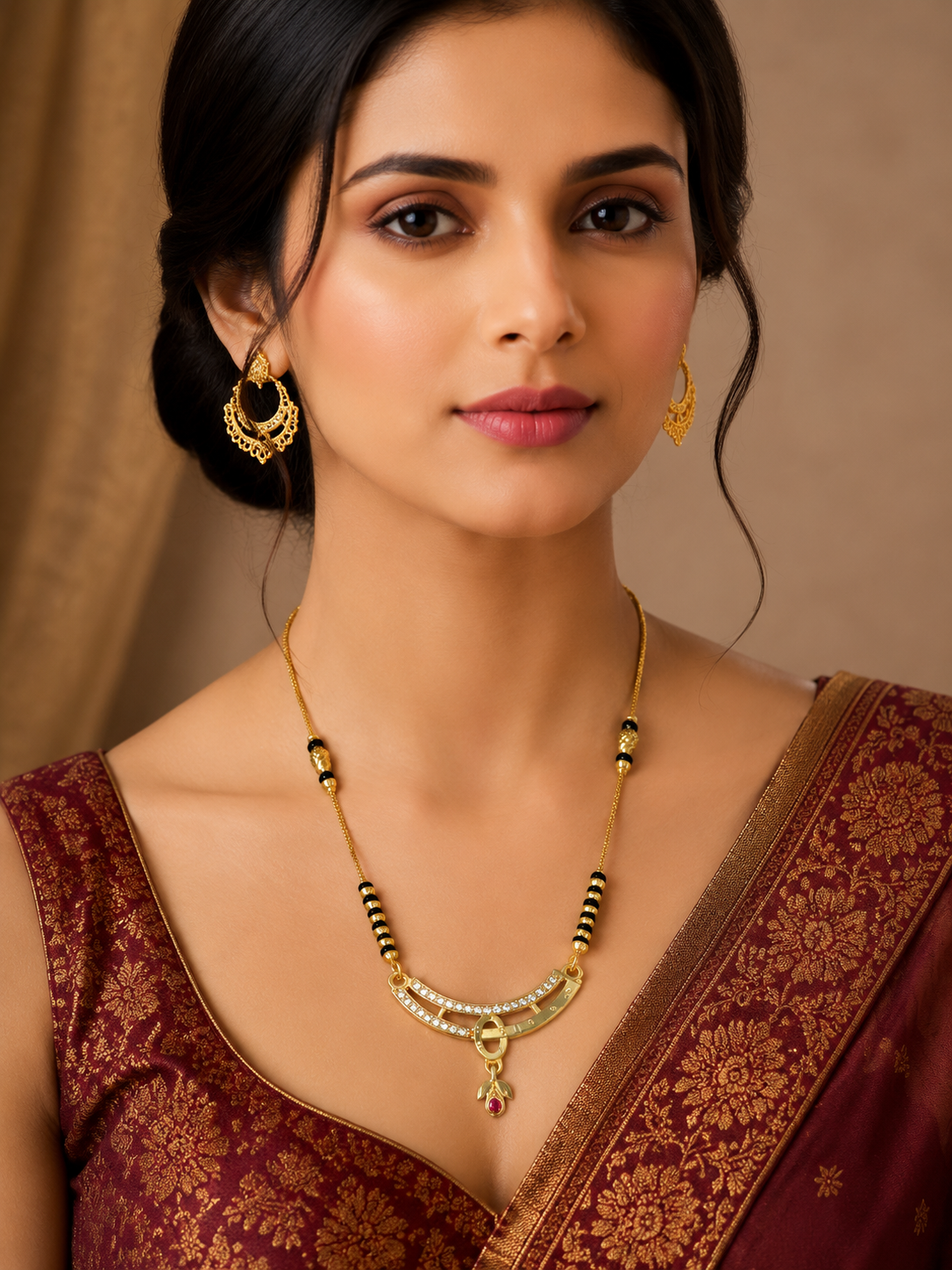 Damnstyle Stylish Gold Plated Mangalsutra for Women