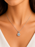 Damnstyle Silver-Plated Anti-Tarnish Crystal Circular Solitaire Pendant