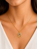 Damnstyle Gold-Plated Stainless Steel American Diamond Evil Eye Pendant