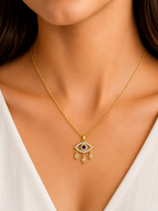 Damnstyle Gold-Plated Stainless Steel American Diamond Evil Eye Pendant