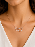 Damnstyle Rose Gold-Plated AD Studded Dual Heart Korean Pendant