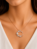 Damnstyle Rose Gold-Plated American Diamond Studded Moon Korean Pendant