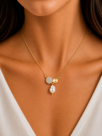 Damnstyle Anti-Tarnish Pavé Disc & Drop Pearl