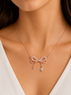 Damnstyle Rose Gold-Plated AD Studded Infinity Shape Korean Pendant