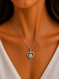 Damnstyle Anti-Tarnish Crystal Heart Halo Pendant