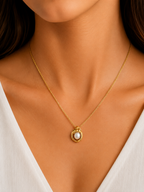 Damnstyle Gold-Plated Anti-Tarnish Stainless Steel Pearl Pendant