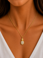 Damnstyle Anti-Tarnish Crystal Pineapple Pendant Chain