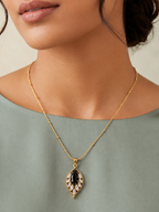 Gold Plated Leaf Pendant Chain with CZ Stones for Women