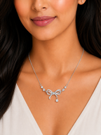 Damnstyle Silver-Plated AD Studded Infinity Shape Korean Pendant