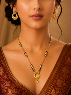 Damnstyle Gold Plated Peacock Design Mangalsutra Necklace for Women
