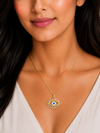 Damnstyle Gold-Plated Stainless Steel AD Evil Eye Charm Pendant