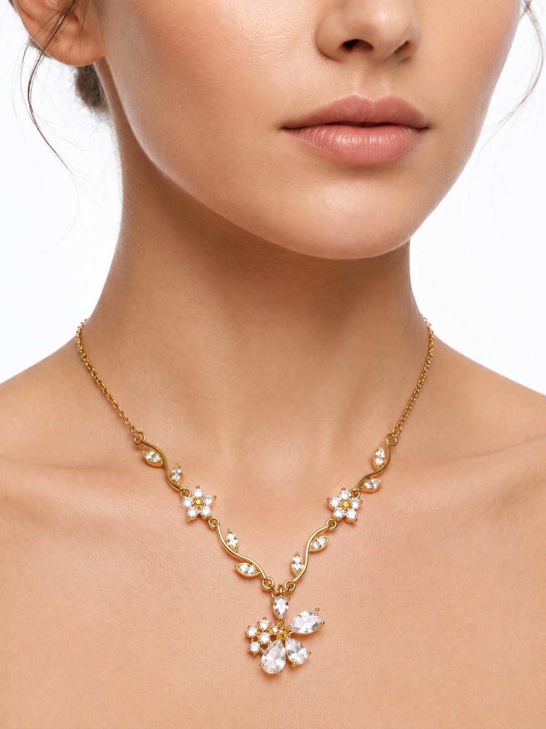 Gold Plated Floral Vine Pendant Necklace for Women