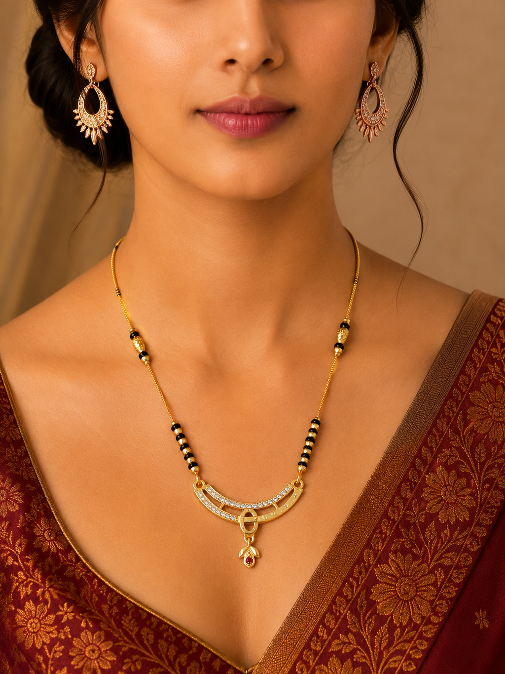 Damnstyle Stylish Gold Plated Mangalsutra for Women
