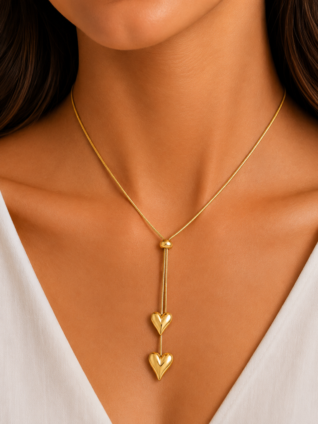 Damnstyle Necklace Anti-Tarnish Pink Heart Tennis Chain Pendant