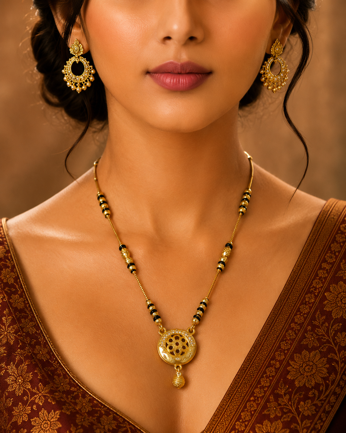 Damnstyle Gold Plated Traditional Mangalsutra for Women Daily & Party Wear