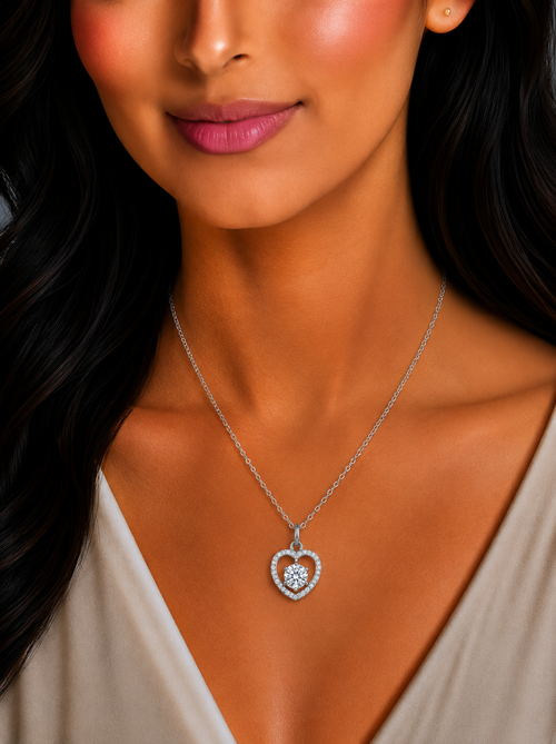 Damnstyle Anti-Tarnish Crystal Heart Halo Pendant