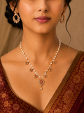 Damnstyle Gold Plated Pearl Floral Mangalsutra for Women & Girls