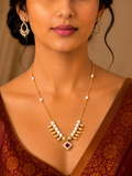 Damnstyle Gold Plated White Bead Ruby Mangalsutra  for Women & Girls