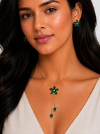 Damnstyle Necklace Anti-Tarnish Flower Set with Earrings