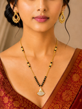Damnstyle Gold Plated Black Bead Mangalsutra Necklace for Women & Girls