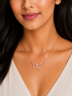 Damnstyle Rose Gold-Plated AD Studded Dual Heart Korean Pendant