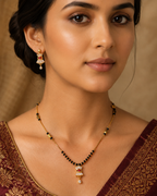 Damnstyle Gold Plated Black Bead CZ Studded Mangalsutra for Women