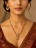 Damnstyle Gold Plated Ruby Floral Mangalsutra for Women & Girls