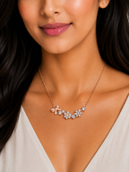 Damnstyle Rose Gold-Plated American Diamond Studded Bow-Tie Pendant