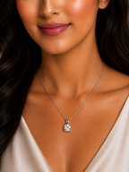 Damnstyle Silver-Plated Anti-Tarnish Crystal Circular Solitaire Pendant
