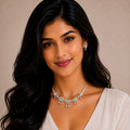 Damnstyle Anti-Tarnish Floral Cluster Jewellery Set With Earrings