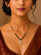 Damnstyle Daily Wear Gold Plated Black Bead AD Mangalsutra