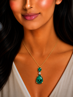 Damnstyle Anti-Tarnish Emerald Green Drop Crystal Pendant