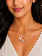 Damnstyle Rose Gold-Plated American Diamond Studded Moon Korean Pendant