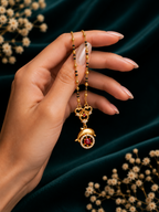 Damnstyle Gold Plated CZ Round Pendant Mangalsutra for Women & Girls