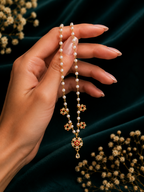 Damnstyle Gold Plated Pearl Floral Mangalsutra for Women & Girls