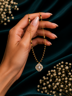 Damnstyle Daily Wear Gold Plated Black Bead AD Mangalsutra
