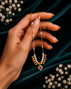 Damnstyle Gold Plated White Bead Ruby Mangalsutra  for Women & Girls