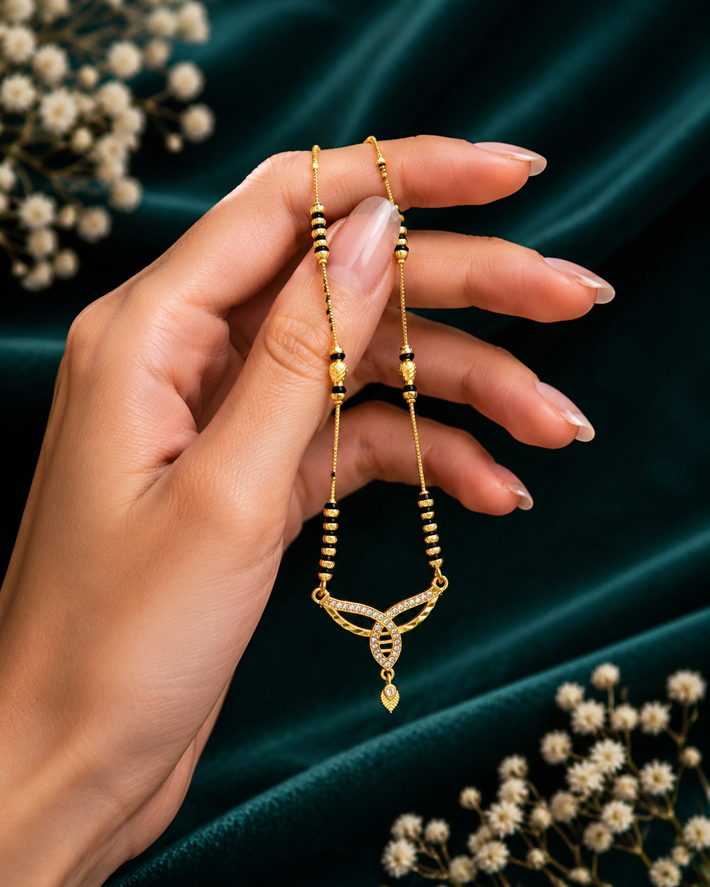 Damnstyle Gold Plated AD Infinity Mangalsutra Necklace