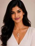 Damnstyle Anti-Tarnish Floral Crystal Teardrop Jewellery Set with Earrings