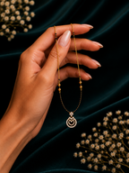 Damnstyle Gold Plated Black Bead AD Mangalsutra for Women