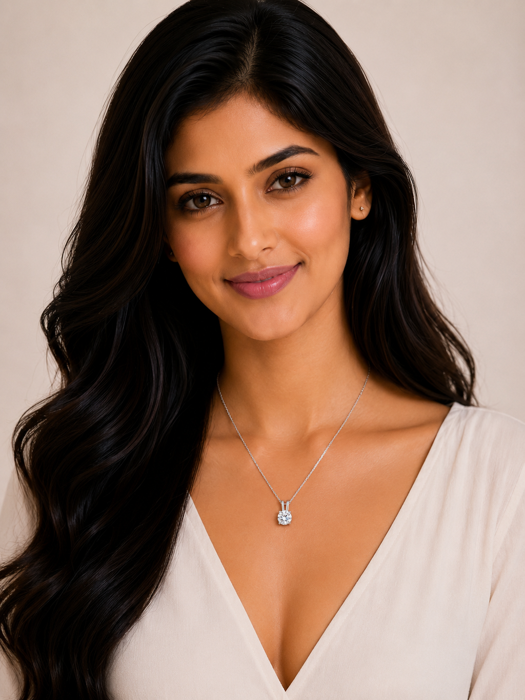 Damnstyle Silver-Plated Anti-Tarnish Crystal Circular Solitaire Pendant